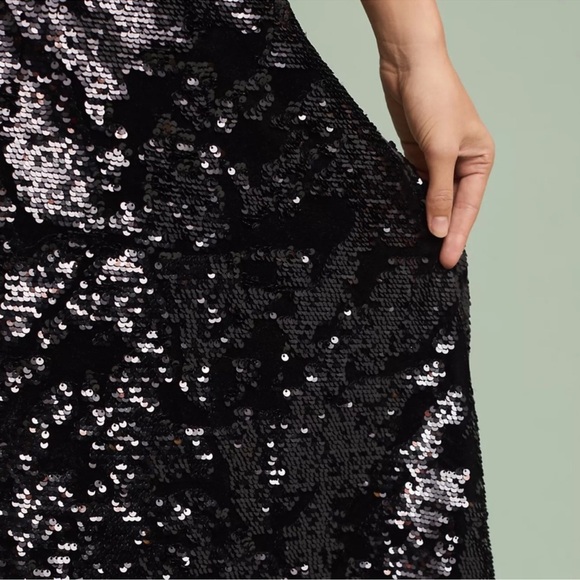 NWT Anthropologie Sequin Skirt Black Size S Small - Picture 3 of 5